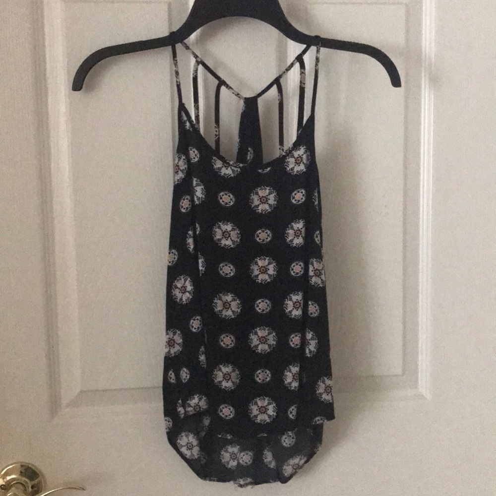 Patterned strappy back tank top